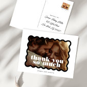 Modern Bold Scalloped Border Zwart Wit Foto Briefkaart