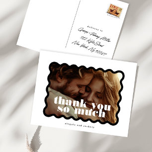 Modern Bold Scalloped Border Zwart Wit Foto Briefkaart