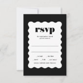 Modern Bold Scalloped Lijst Zwart Wit Bruiloft RSVP Kaartje (Voorkant)