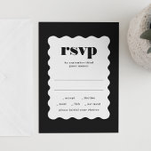 Modern Bold Scalloped Lijst Zwart Wit Bruiloft RSVP Kaartje