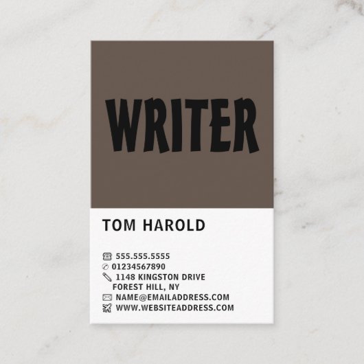 Modern Bold, schrijvers Visitekaartje (Voorkant)