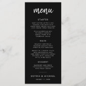 Modern Bold Script Black And White Wedding Menu (Voorkant)