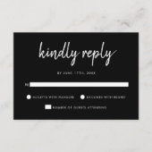 Modern Bold Script Black And White Wedding RSVP Kaartje (Voorkant)