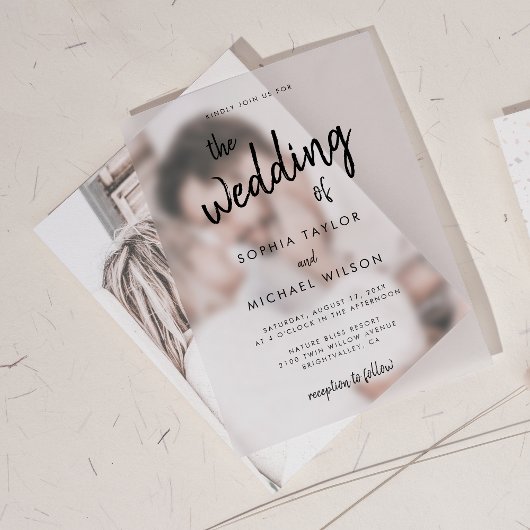 Modern Bold Script Black Wedding Acryl Uitnodigingen