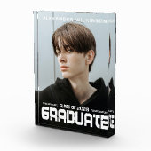 Modern Bold Script Black White Guy Afstuderen Fotoblokken (Rechts)