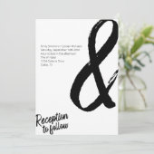 Modern Bold Script Black White "&" Photo Weddensch Kaart (Staand voorkant)