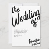 Modern Bold Script Black & White Wedding Kaart (Voorkant)