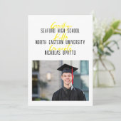 Modern Bold Script Boy High School Afstuderen Aankondiging (Staand voorkant)