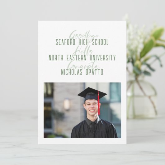 Modern Bold Script Boy High School Afstuderen Aankondiging (Staand voorkant)