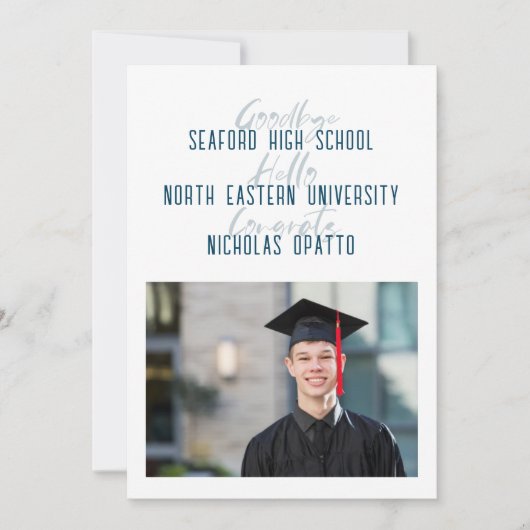 Modern Bold Script Boy High School Afstuderen Aankondiging (Voorkant)