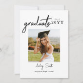 Modern Bold Script Graduate 3 Photo Graduation Kaart (Voorkant)