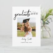 Modern Bold Script Graduate 3 Photo Graduation Kaart (Staand voorkant)