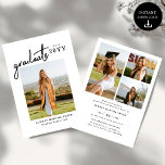 Modern Bold Script Graduate 4 Photo Graduation Kaart<br><div class="desc">Celebrate your graduate’s milestone with this Modern Script Graduate 4 Photo Graduation Invitation, designed to showcase three favorite photos in a stylish and meaningful way. Featuring elegant flowing script paired with clean modern typography, this personalized invitation blends timeless sophistication with a contemporary layout. Perfect for high school or college graduation...</div>
