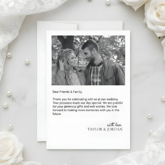 Modern Bold Script Heart Photo Wedding Bedankkaart