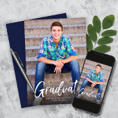 Modern Bold Script Photo Afstuderen Aankondiging