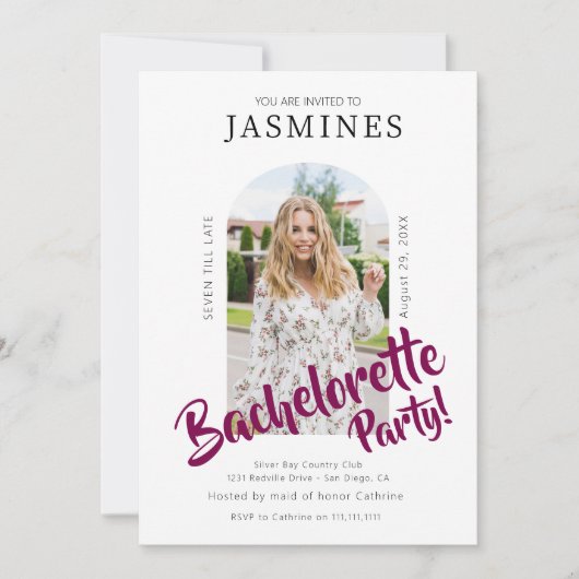 modern bold script  photo bachelorette Invitation  Kaart (Voorkant)