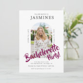 modern bold script  photo bachelorette Invitation  Kaart (Staand voorkant)