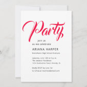 Modern Bold Script Pink Graduation Party Kaart (Achterkant)