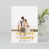 Modern bold script save the date wedding photo folie uitnodiging (Staand Voorkant)