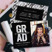 Modern Bold Silver AFSTUDEERDER Stijlvol foto Afst Aankondiging