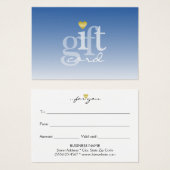 Modern Bold Sky Blue Ombre Gold Heart Visitekaartje (Voorkant /achterkant)