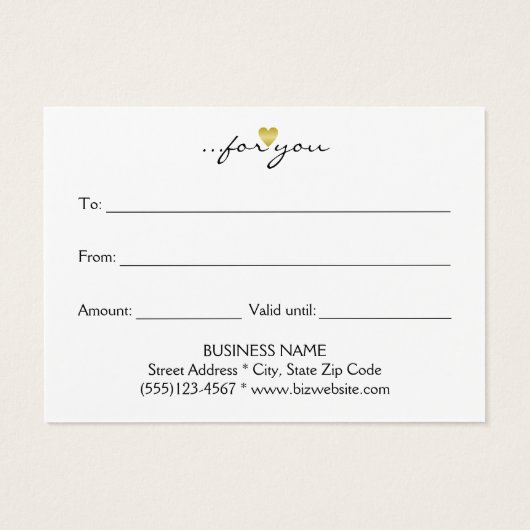 Modern Bold Sky Blue Ombre Gold Heart Visitekaartje (Achterkant)