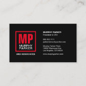 Modern Bold Square Monogram Logo Zwart Rood Visitekaartje (Voorkant)