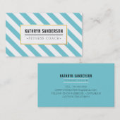 MODERN BOLD streep goud logo embleem aqua blauw Visitekaartje (Voorkant / Achterkant)