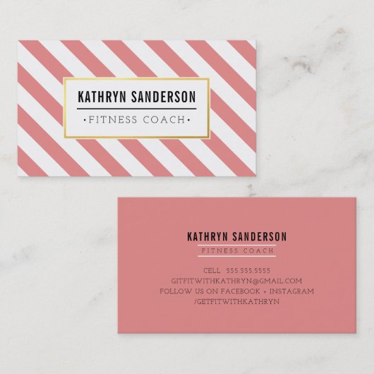 MODERN BOLD streep goud logo embleem koraal roze Visitekaartje (Voorkant / Achterkant)