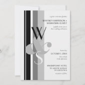 Modern Bold Stripe Monogram Ampersand Wedding Kaart (Voorkant)