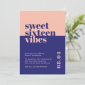 Modern Bold Sweet Zestien Vibes Roze Verjaardag Kaart (Staand voorkant)