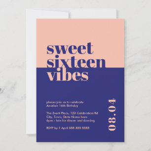 Modern Bold Sweet Zestien Vibes Roze Verjaardag Kaart