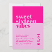 Modern Bold Sweet Zestien Vibes Roze Verjaardag Kaart (Voorkant)