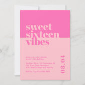 Modern Bold Sweet Zestien Vibes Roze Verjaardag Kaart (Voorkant)