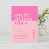 Modern Bold Sweet Zestien Vibes Roze Verjaardag Kaart (Staand voorkant)