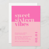 Modern Bold Sweet Zestien Vibes Roze Verjaardag Kaart (Voorkant / Achterkant)