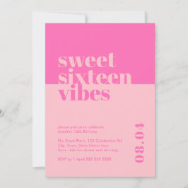 Modern Bold Sweet Zestien Vibes Roze Verjaardag Kaart