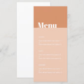 Modern Bold Tan & Blush Desert Boho Wedding Menu (Voorkant / Achterkant)