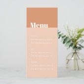 Modern Bold Tan & Blush Desert Boho Wedding Menu (Staand voorkant)