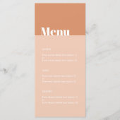 Modern Bold Tan & Blush Desert Boho Wedding Menu (Voorkant)