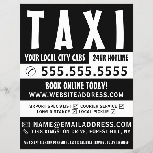 Modern Bold, Taxi Bedrijf met Prijslijst Flyer (Voorkant)
