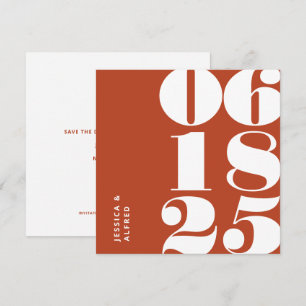 Modern Bold Terracotta Big Date Wedding Save The Date