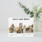 Modern Bold Text 3 Photos Wedding Save the Date Aankondigingskaart (Staand voorkant)