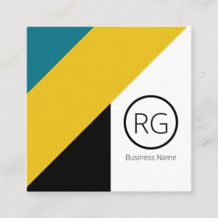 Modern Bold Tones Monogrammed Personalized Vierkante Visitekaartje