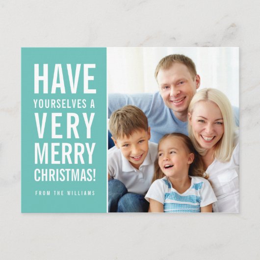 MODERN BOLD TYPE simpel zeer smakelijke kerstmunt Feestdagenkaart (Voorkant)