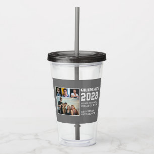 Modern Bold Typografie 4 Foto Collage Afstuderen Acryl Drinkbeker