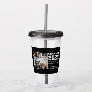 Modern Bold Typografie 4 Foto Collage Afstuderen Acryl Drinkbeker