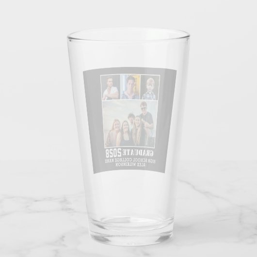 Modern Bold Typografie 4 Foto Collage Afstuderen Glas (Achterkant)