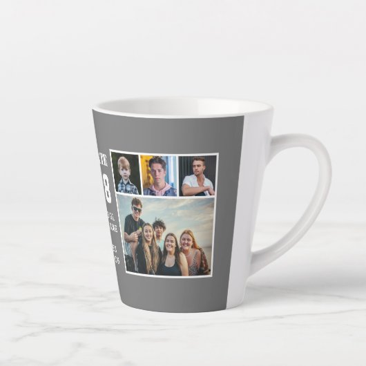 Modern Bold Typografie 4 Foto Collage Afstuderen Latte Mok (Rechts)