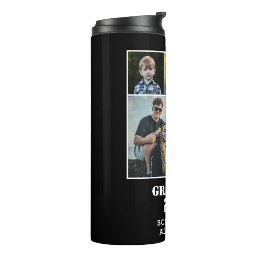 Modern Bold Typografie 4 Foto Collage Afstuderen Thermosbeker (Gedraaid links)